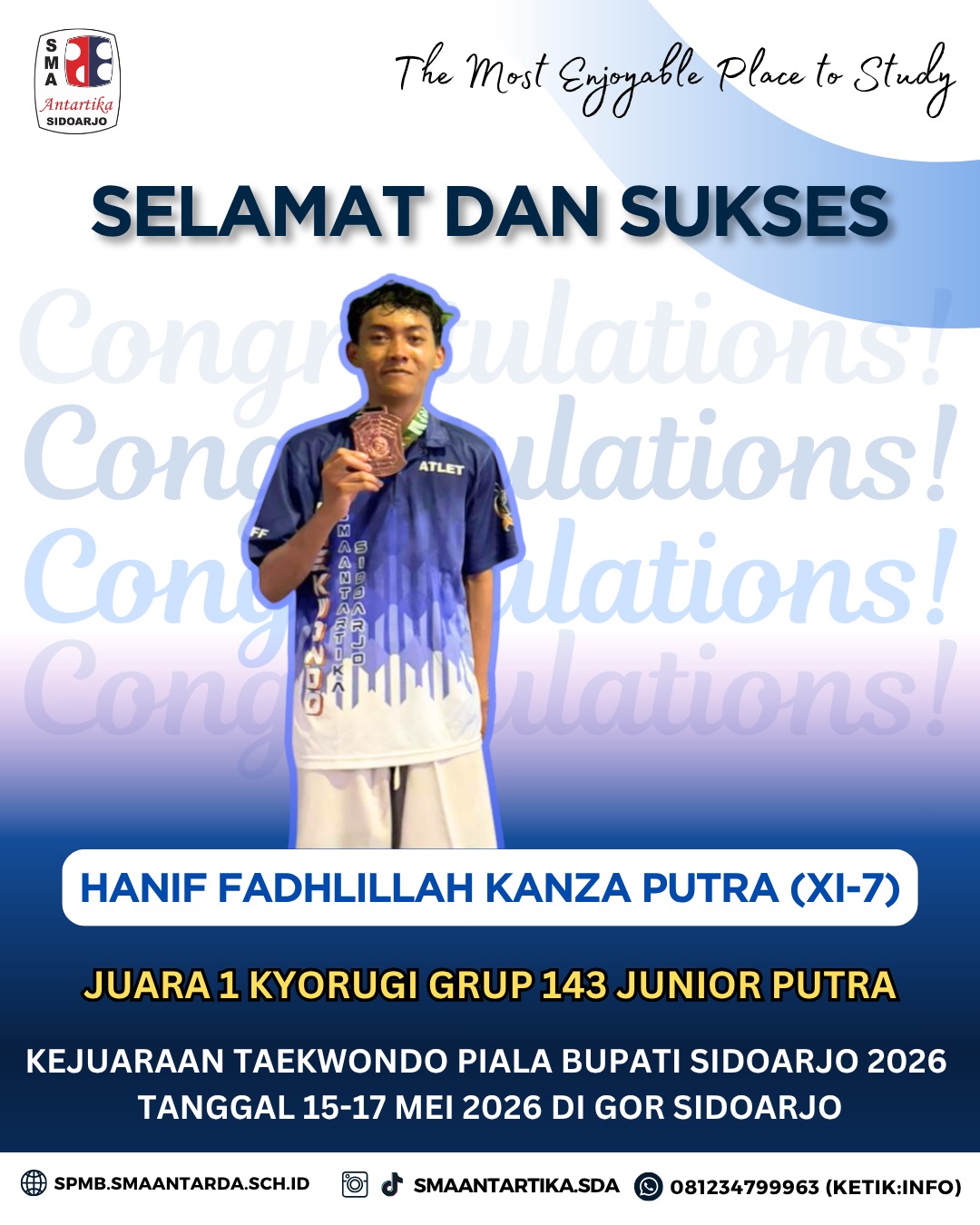 SMA Antartika Sidoarjo Raih Prestasi Gemilang di Ajang Taekwondo Piala Bupati Sidoarjo 2026