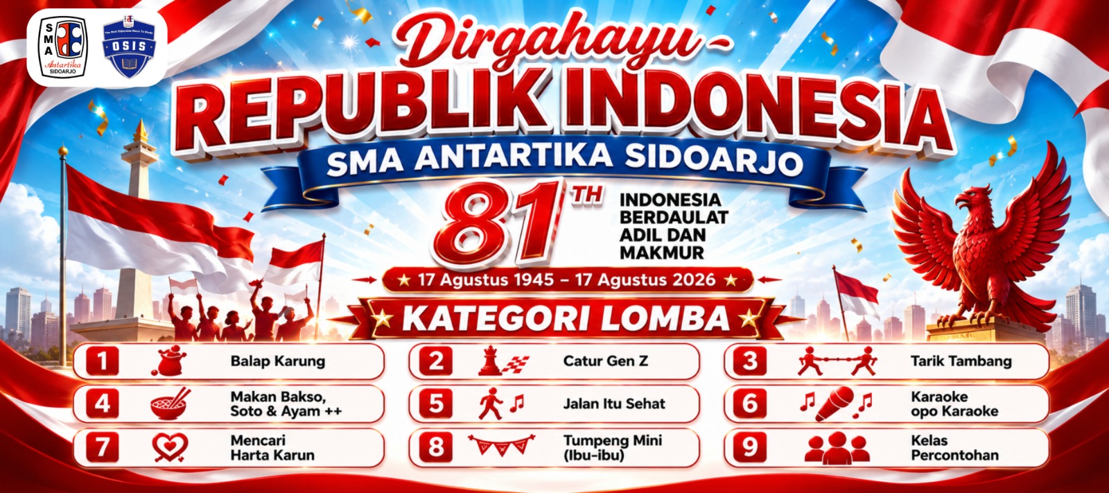 Semarak HUT ke-81 RI, SMA Antartika Sidoarjo Hadirkan Beragam Lomba dan Hiburan